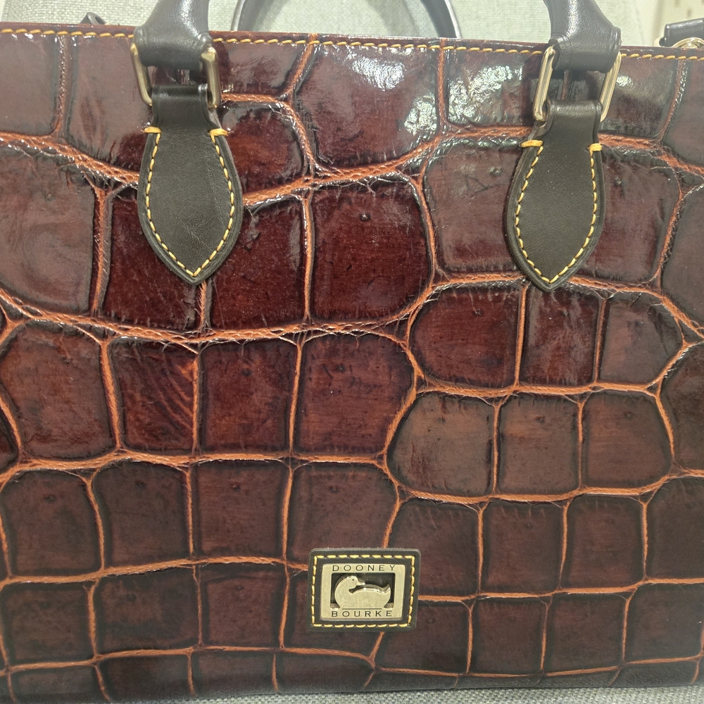 Dooney & Bourke Croc-Embossed Burgundy Brown Leather Shoulder Bag